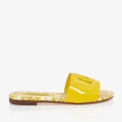Dolce amp; Gabbana Girls Yellow Leather Majolica Sliders Best