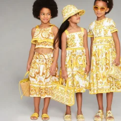 Dolce amp; Gabbana Girls Yellow Leather Majolica Sliders Best