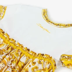 Dolce amp; Gabbana Girls Yellow Majolica Cotton Dress New