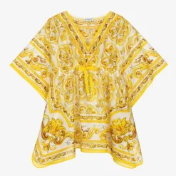 Dolce amp; Gabbana Girls Yellow Majolica Print Kaftan Discount