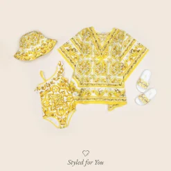Dolce amp; Gabbana Girls Yellow Majolica Print Kaftan Discount