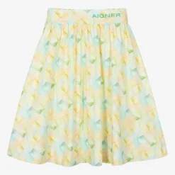 AIGNER Girls Yellow Pastel Print Viscose Skirt Discount