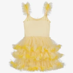 Tutu du Monde Girls Yellow Smiling Face Tulle Dress Clearance