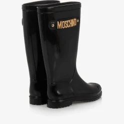 Moschino Glossy Black Rain Boots Hot