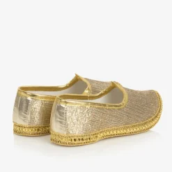 Caramelo Kids Gold Brocade Pumps New