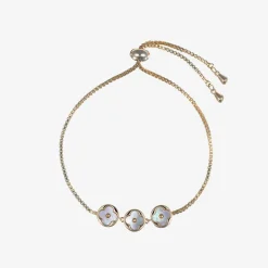 David Charles Gold Clover Discs Bracelet Clearance