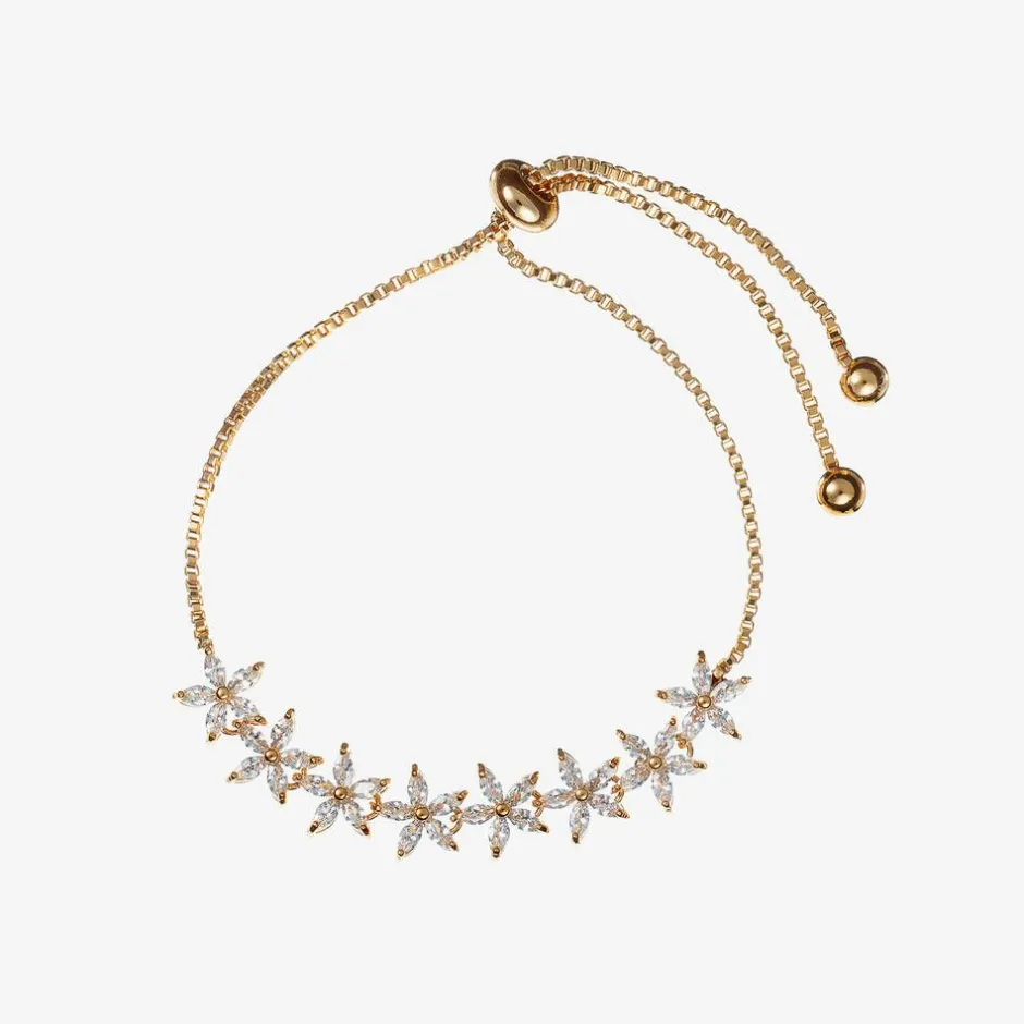 David Charles Gold Flower Diamanté Bracelet Discount