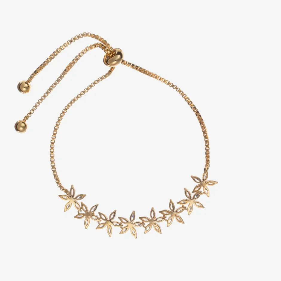 David Charles Gold Flower Diamanté Bracelet Discount