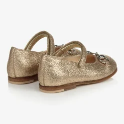 Gucci Gold Glitter Ballerina Shoes Discount