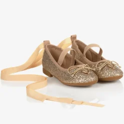 Angels Face Gold Glitter Ballerina Shoes New