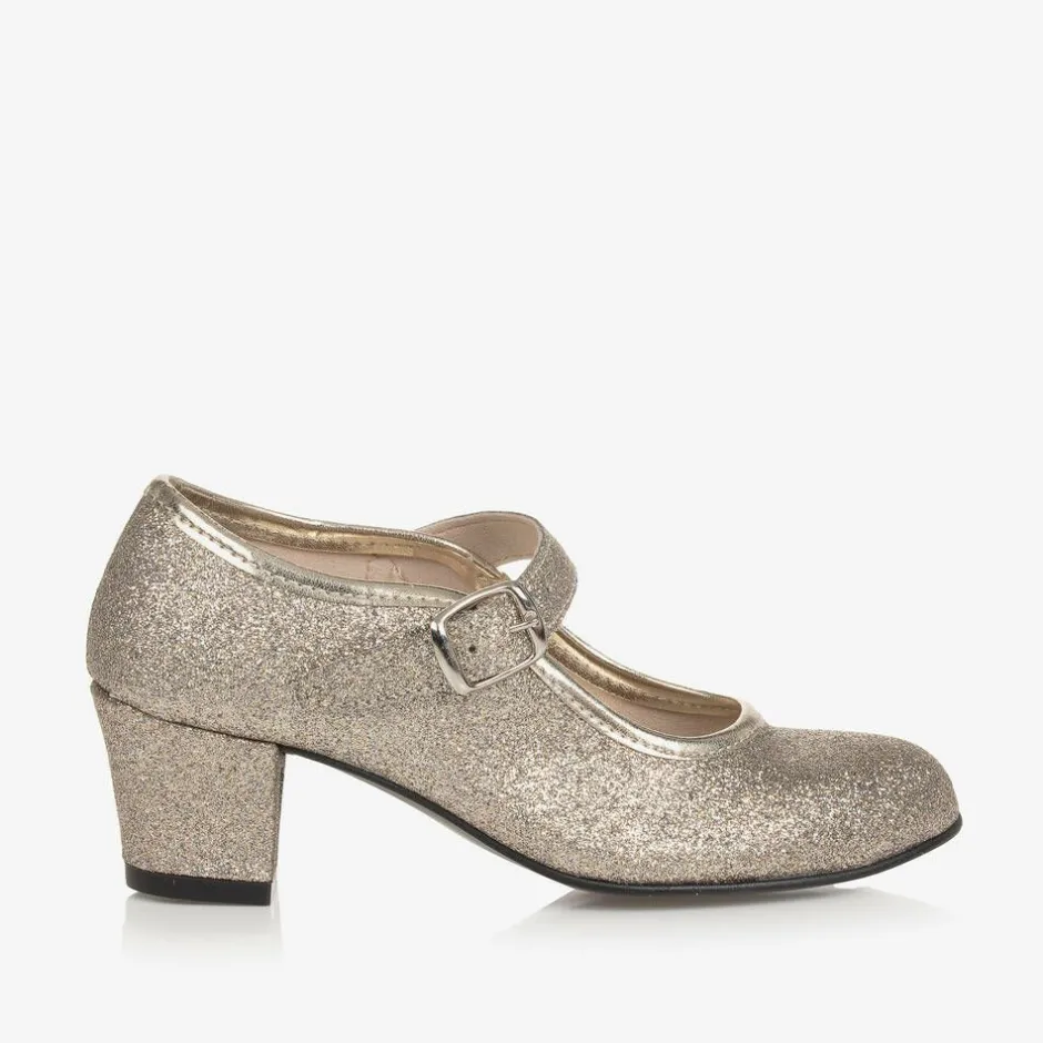 Childrens Classics Gold Glitter Heeled Shoes Best
