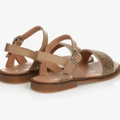 Childrens Classics Gold Glitter Leather Sandals New