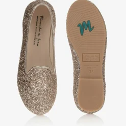 Manuela de Juan Gold Glitter Leather Shoes Best