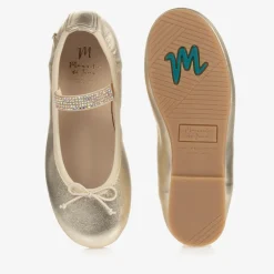 Manuela de Juan Gold Leather Gem Strap Pumps Best