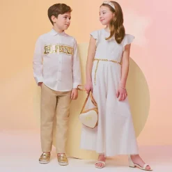 Childrens Classics Gold Leather Loafers