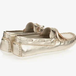 Childrens Classics Gold Leather Loafers