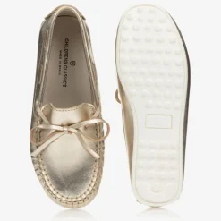 Childrens Classics Gold Leather Loafers