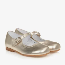 Childrens Classics Gold Leather Shoes Sale