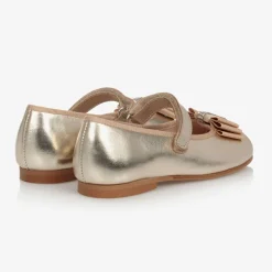 Childrens Classics Gold Leather Shoes Outlet