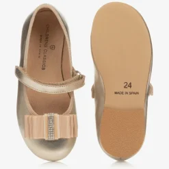 Childrens Classics Gold Leather Shoes Outlet
