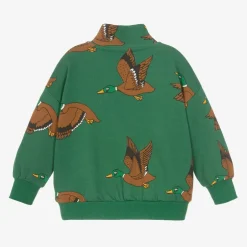 Mini Rodini Green Cotton Duck Print Half-Zip Sweatshirt Hot