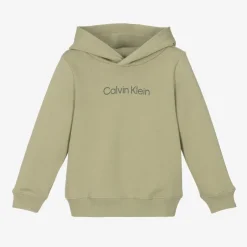 Calvin Klein Green Cotton Jersey Hoodie New