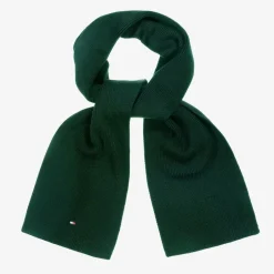 Tommy Hilfiger Green Cotton Knit Flag Logo Scarf Clearance