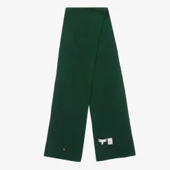 Tommy Hilfiger Green Cotton Knit Flag Logo Scarf Clearance