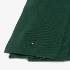 Tommy Hilfiger Green Cotton Knit Flag Logo Scarf Clearance