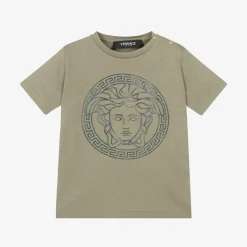 Versace Green Cotton Medusa Baby T-Shirt Taupe Clearance