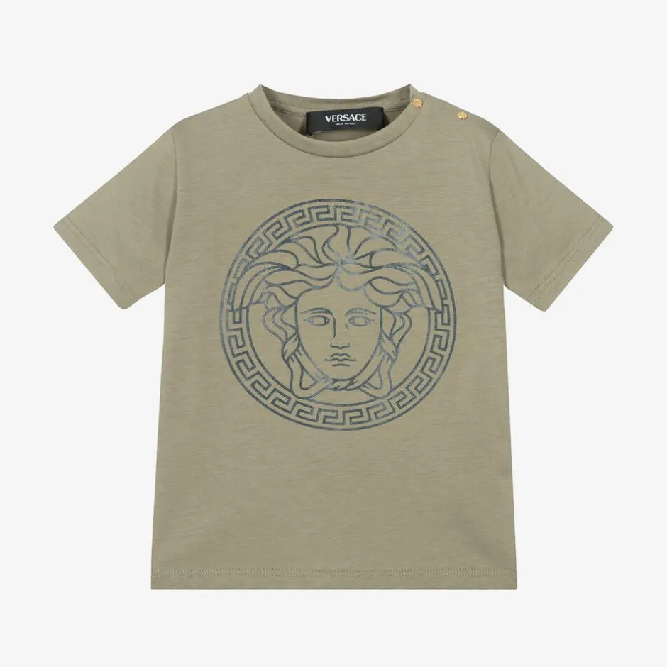 Versace Green Cotton Medusa Baby T-Shirt Taupe Clearance