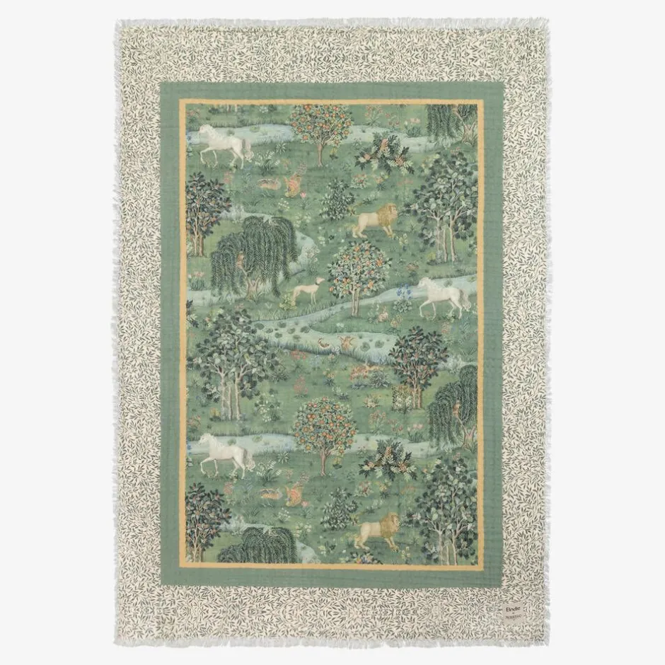 Elodie Green Cotton Muslin William Morris Blanket (100cm) Hot