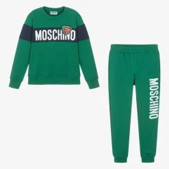 Moschino Kid-Teen Green Cotton Varsity Tracksuit Best