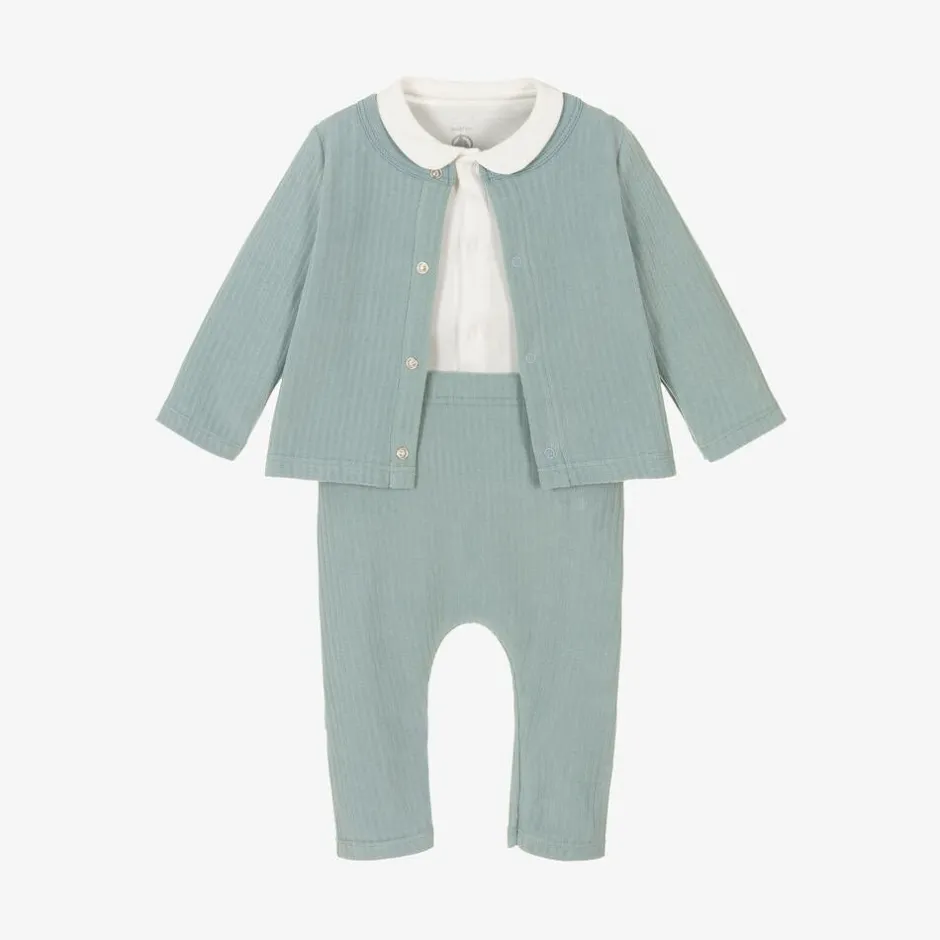 Petit Bateau Green Organic Cotton Trouser Set Hot