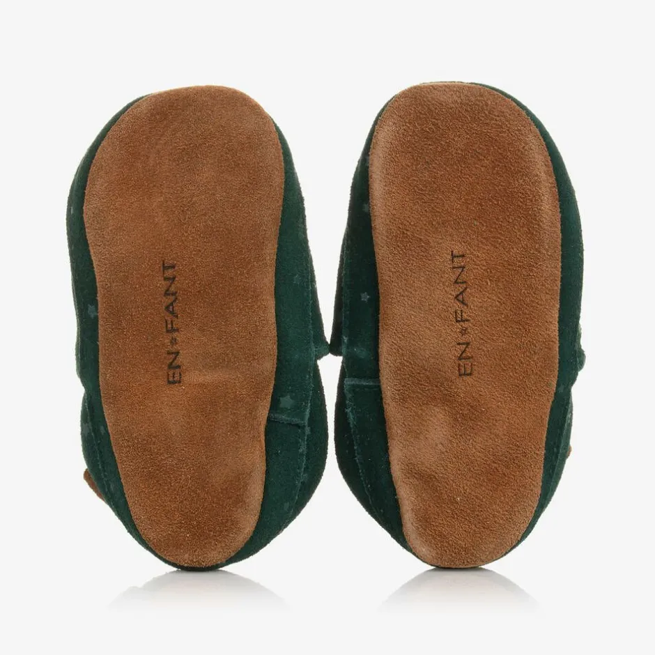 EN FANT Green Suede Star Slippers Hot