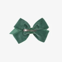 Bowtique London Green Velvet Bow Hair Clip (11cm) Forestgreen