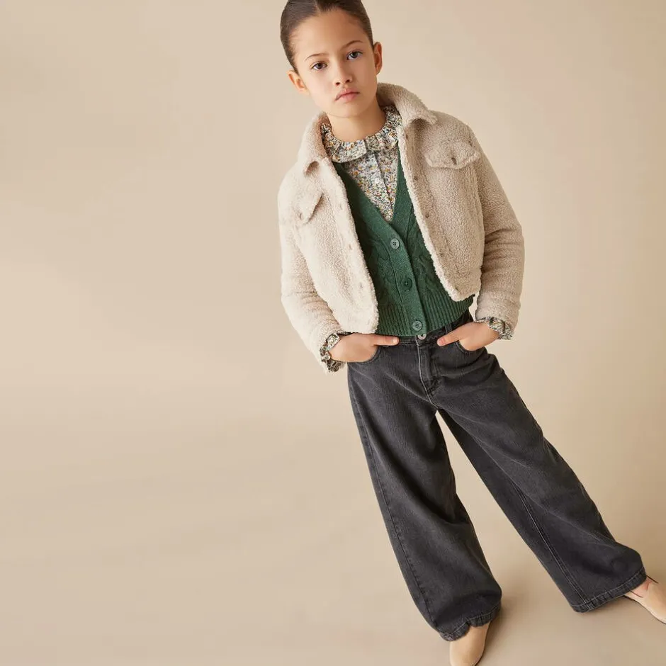 Il Gufo Green Wool Cable Knit Cardigan