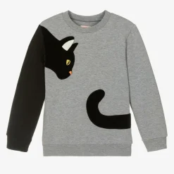 Wauw Capow Grey & Black Cat Organic Cotton Sweatshirt Outlet