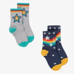 Frugi Grey & Blue Cotton Socks (2 Pack) Hot