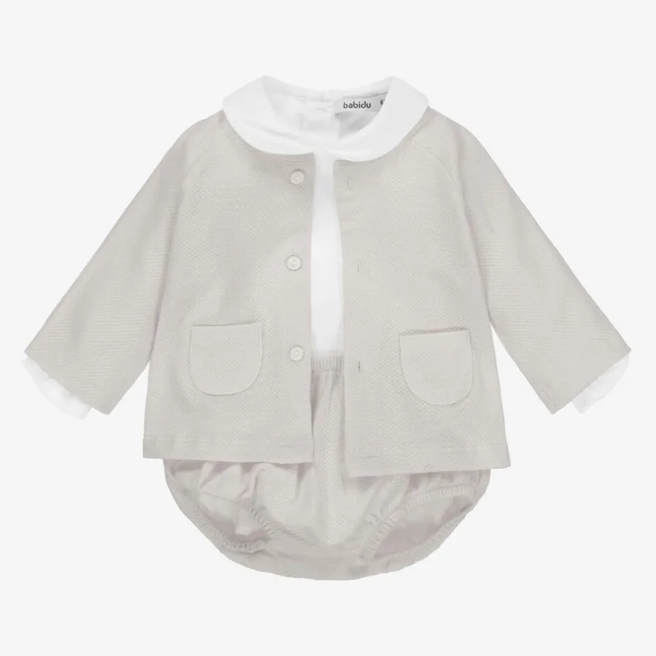 Babidu Grey & White Shorts Set Hot