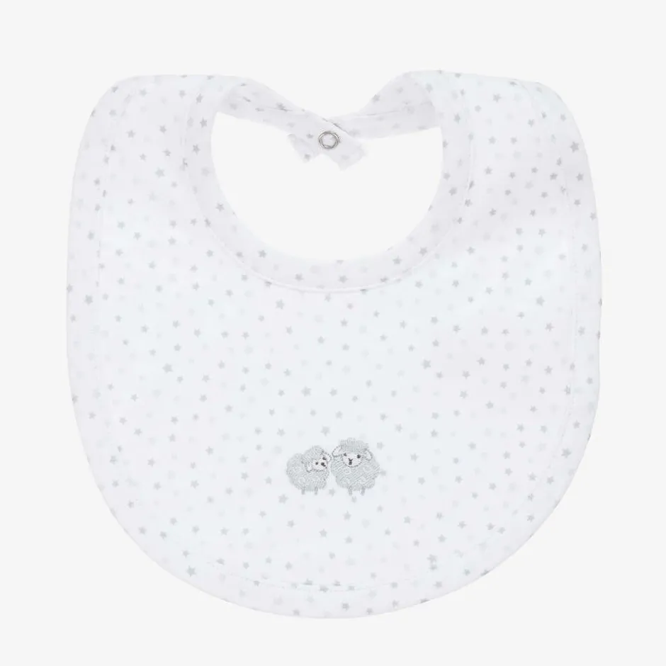 Kissy Kissy Grey & White Pima Cotton Baby Sheep Bib Online