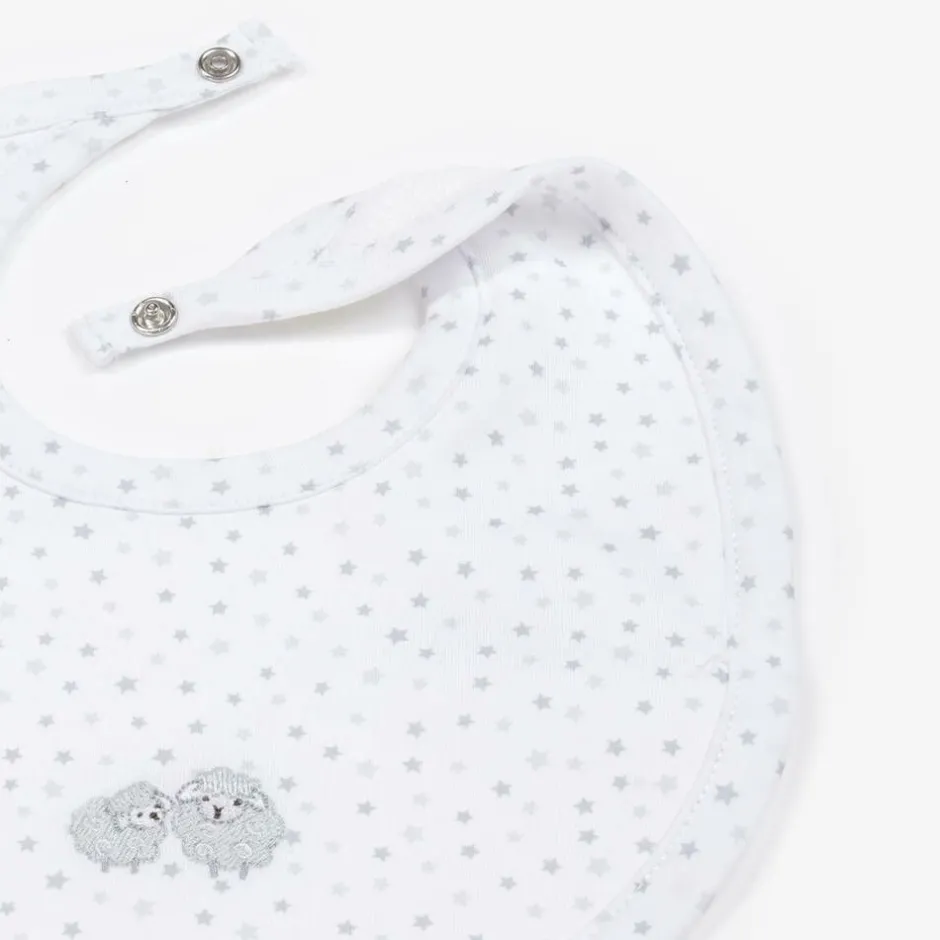 Kissy Kissy Grey & White Pima Cotton Baby Sheep Bib Online