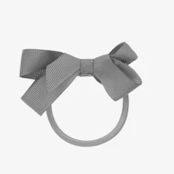 Peach Ribbons Grey Bow Hair Elastic (7cm) Best