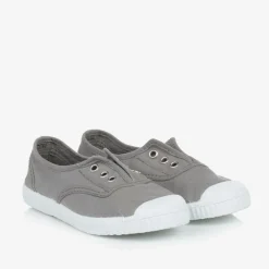 Pisamonas Grey Canvas Slip-On Trainers Outlet