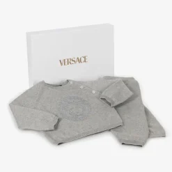 Versace Grey Cotton & Cashmere Baby Trouser Gift Set Clearance