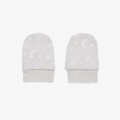 Kissy Kissy Grey Cotton Crescent Moonlight Scratch Mittens Best