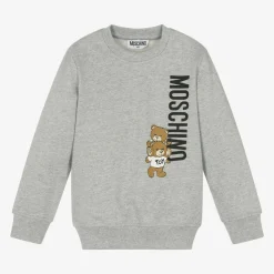 Moschino Kid-Teen Grey Cotton Teddy Bear Sweatshirt Online