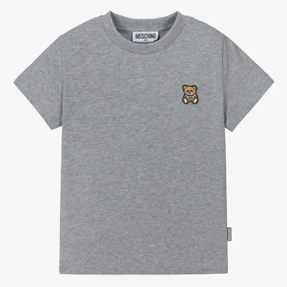 Moschino Kid-Teen Grey Cotton Teddy Bear T-Shirt New