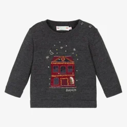 Bonpoint Grey Embroidered Wool Sweater Online