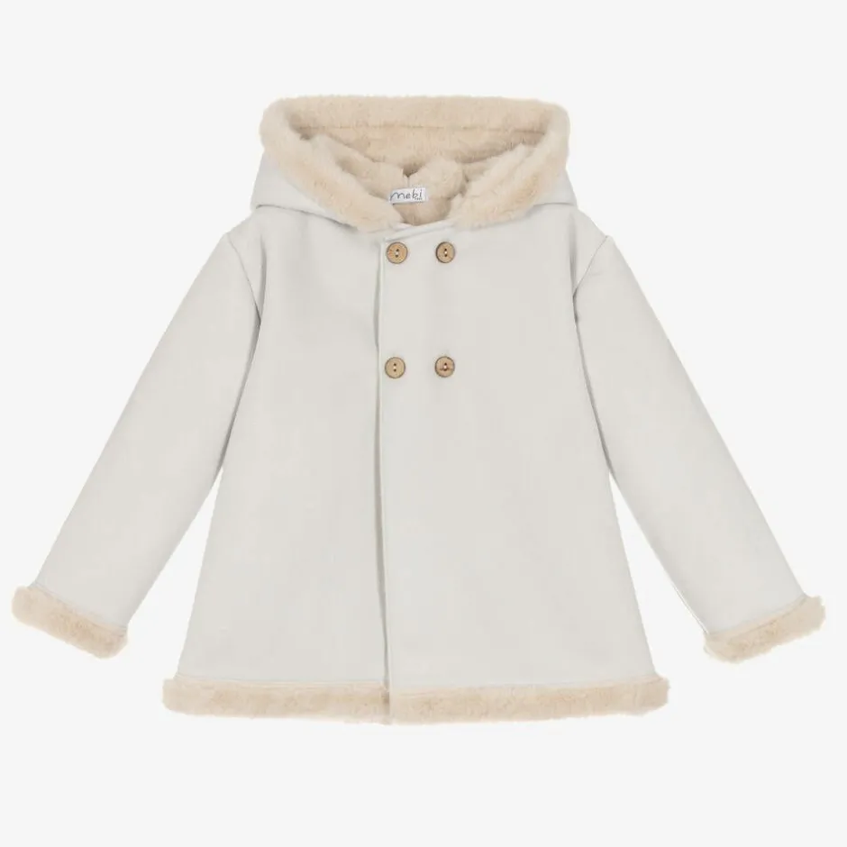 Mebi Grey Faux Suede Hooded Coat Outlet